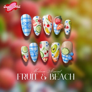 Kawaii Fruit Press On Nails, Apple Kiwi Orange Nail Art, Cute Star Pattern Nails, Colorful Handmade Nail Design, Fun Cartoon Nail