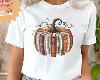 Pumpkin Book Shirt, Autumn Literary Graphic Tee, Cozy Fall Reader Apparel