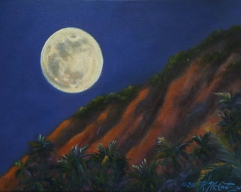 Moon over Diamond Head, Oahu