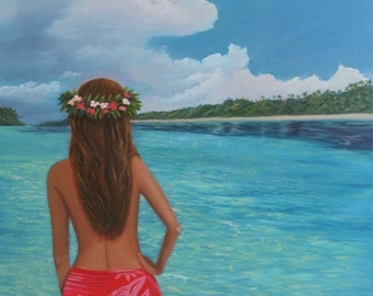 South Sea original oil painting - Don't Mess with My World, Its All I Got by artist Kathy McCartney