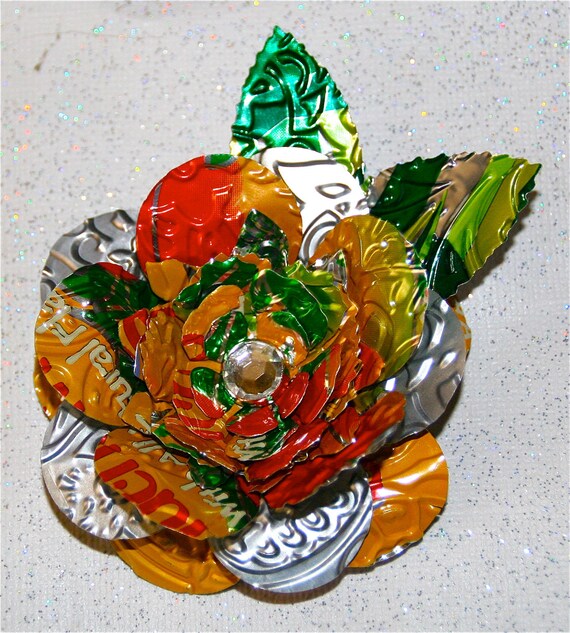 Items similar to Recycled Soda Can ArtLarge Multi Layered 3D Flower