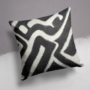 Black and White Abstract Pillow Cover, Cozy Home Decor, Decorative Cushion, Living Room Gifts, Trendy Accent Pillow, Minimalist Home Styling