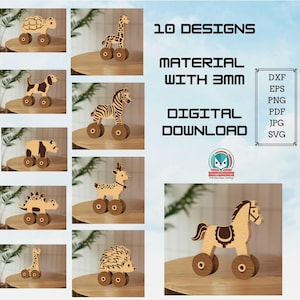 Pacote SVG de quebra-cabeças de animais para aprendizagem Montessori | Arquivos de brinquedos cortados a laser | Artesanato infantil | Download digital educacional para Glowforge Cricut