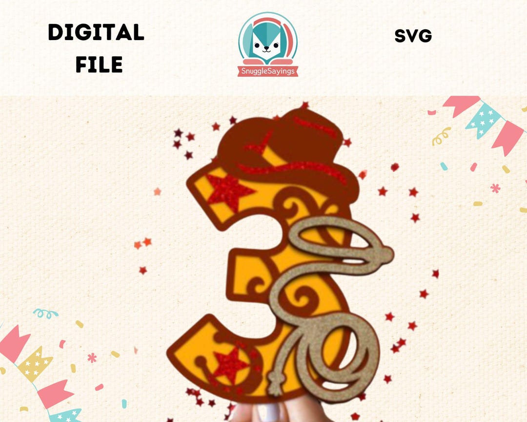 Western Rodeo Numbers 3D SVG Cowboy Cowgirl Birthday Cake Topper Cricut ...