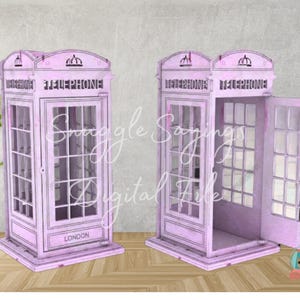 London Phone Booth 3D Modell | Vintage Telefonzelle Laser Cut Design | Britisches Miniatur-Regal