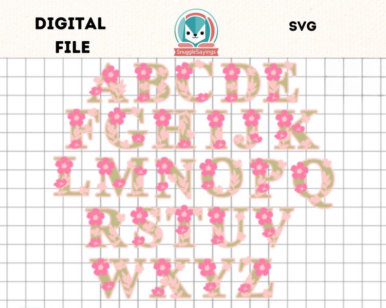 Cherry Blossom Alphabet SVG 3D Layered Letters Spring Floral Wedding ...