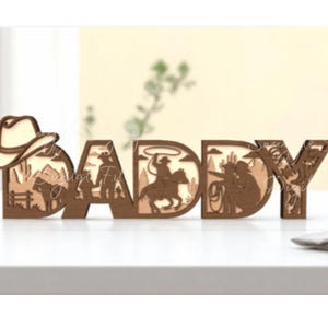 SVG 3D en capas "Mejor papá" - Archivo cortado a láser para el Día del Padre - Regalo de Cricut Glowforge - Letrero DIY para papá - Archivo digital de regalo para el Día del Padre