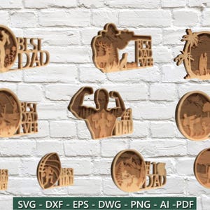Najlepszy tata laserowo wycięty SVG | Cyfrowy plik prezentu na dzień ojca | Projekt cięcia drewna CNC Glowforge | Szablon znaku DIY dla taty