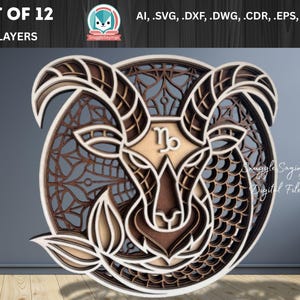 Zodiac Sign Bundle Laser Cut 3D Layered Astrology SVG Horoscope Wall Art Cricut Glowforge CNC Cut Files Celestial Decor