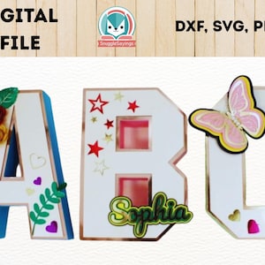 3D Letters Numbers SVG Paper Cut Bundle Layered Alphabet Number Templates Cricut Laser Cut Paper Craft