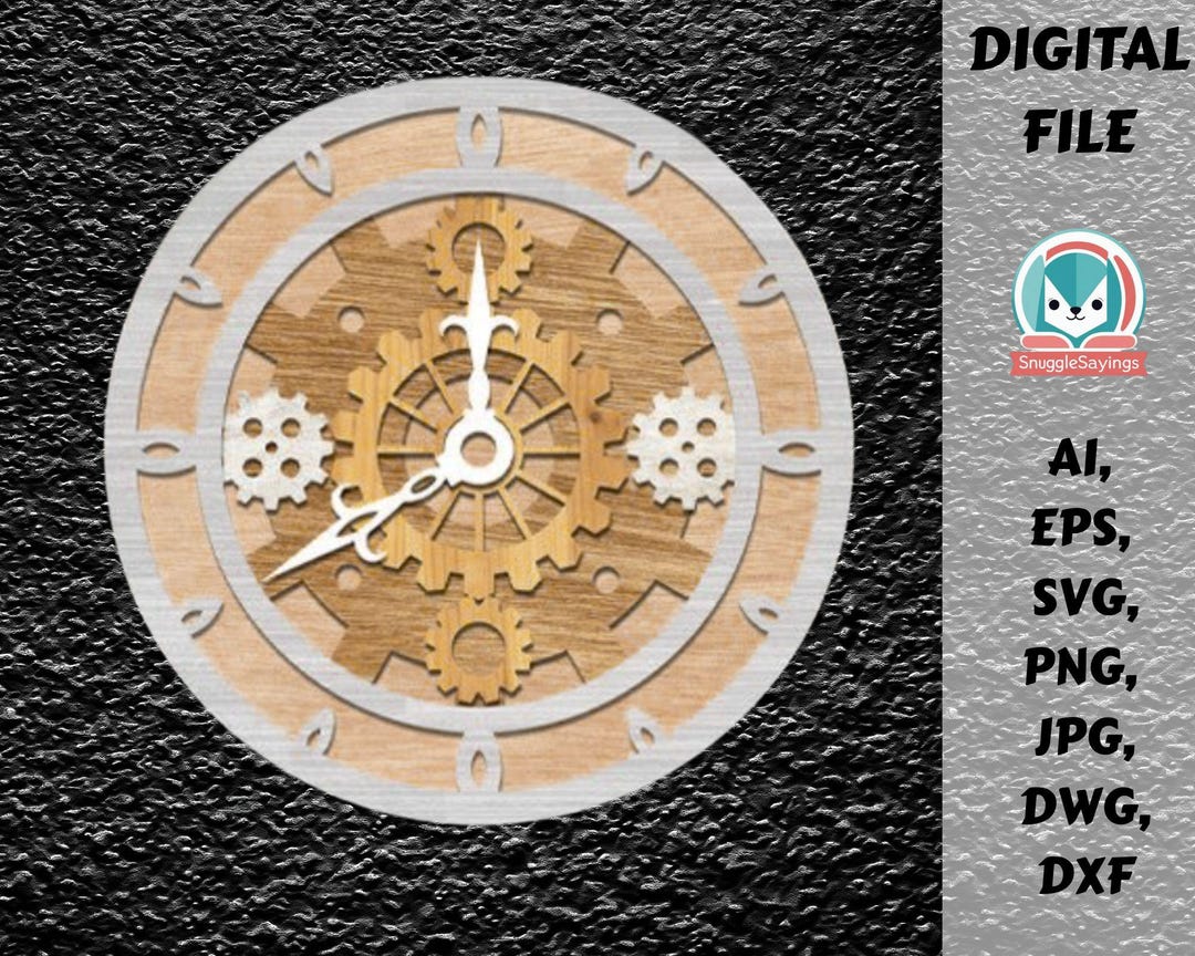 Steampunk Gear Wall Clock SVG Bundle Mechanical Gear 3D Design Cricut ...