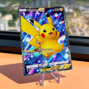 Pikachu Full Art ex Proxy Card, Blue Galaxy, Custom Holographic Pokémon, Fanmade TCG Pocket Art | High-Quality Print, Electric Type Card
