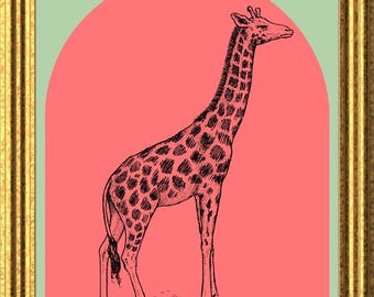 Safari Animal Wall Art Set – Elephant, Giraffe, Zebra & Cheetah – Modern Jungle Nursery Prints (Digital Download)