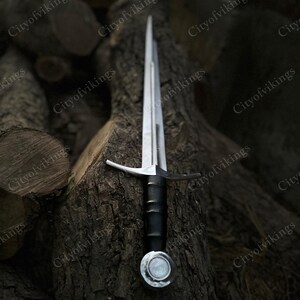 Hand Forged Medieval Crusader Sword High Carbon Steel Long Sword Full Tang Knight Display Gift image 7