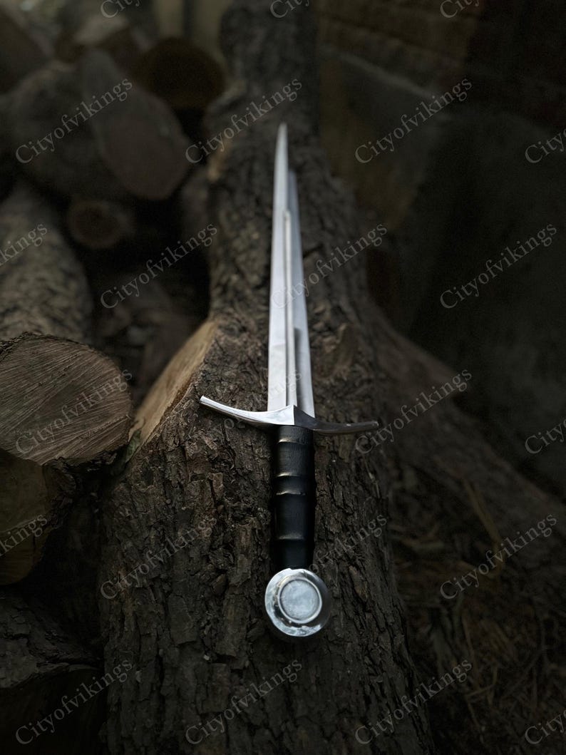 Hand Forged Medieval Crusader Sword High Carbon Steel Long Sword Full Tang Knight Display Gift image 7