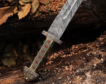 Handmade Ragnar Lothbrok Viking Sword – Damascus Steel Medieval Sword | Viking King Replica Blade
