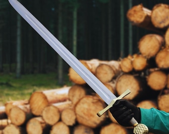 Hand Forged Medieval Longsword | High Carbon Steel Sword with Leather Sheath | Personalized Gift