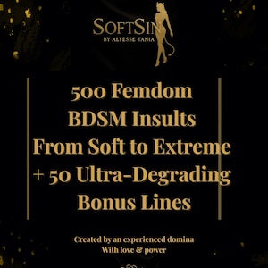 500 Insultos Femdom BDSM: De Suaves a Extremos + 50 Frases Extra Ultradegradantes, findom, sph, sissy, tareas, creador de contenido para adultos, onlyfans