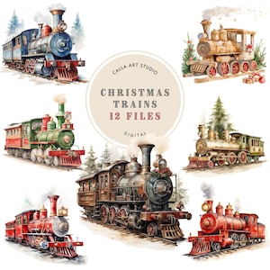 Christmas Train Clipart, Festive Train Clipart, Cute Christmas PNG, Polar Express PNG, Train Clipart, Holiday Card Clipart, Commercial Use
