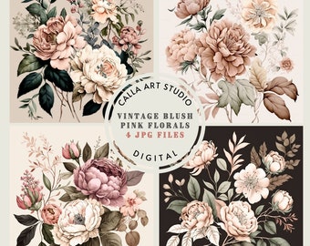 Watercolor Flowers Digital Paper Vintage Flower Background Floral Scrapbook Papers Digital Paper Pack Boho Floral Clipart Flower Backgrounds