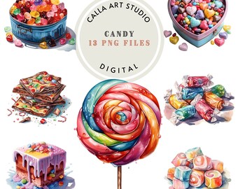 Candy Clipart Bundle, Birthday Candy Images, Candyland Clipart, Dessert Clipart, Nursery Wall Decor, Digital Download, Party Sweets PNG