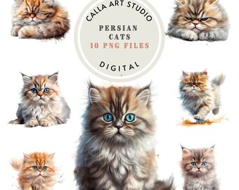 Gato Clipart PNG Pacote Gatinho Clipart Pacote Gato Aquarela Png Gato Clipart Gato Fofo Png Gato Arte Impressão Gato Persa Uso Comercial Clipart
