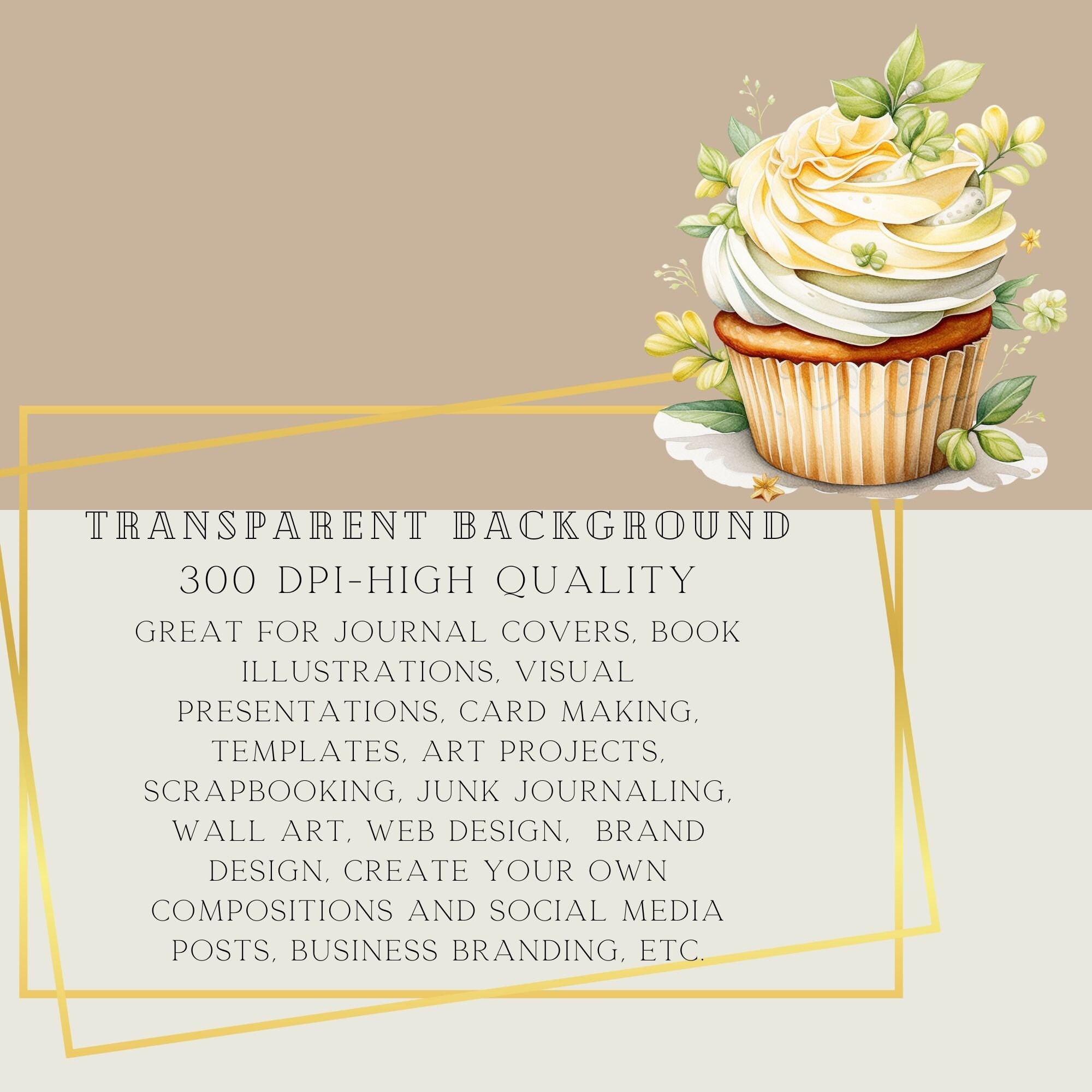 Watercolor Cupcakes Clipart for Cards, Birthday Party Desserts, Easter ...