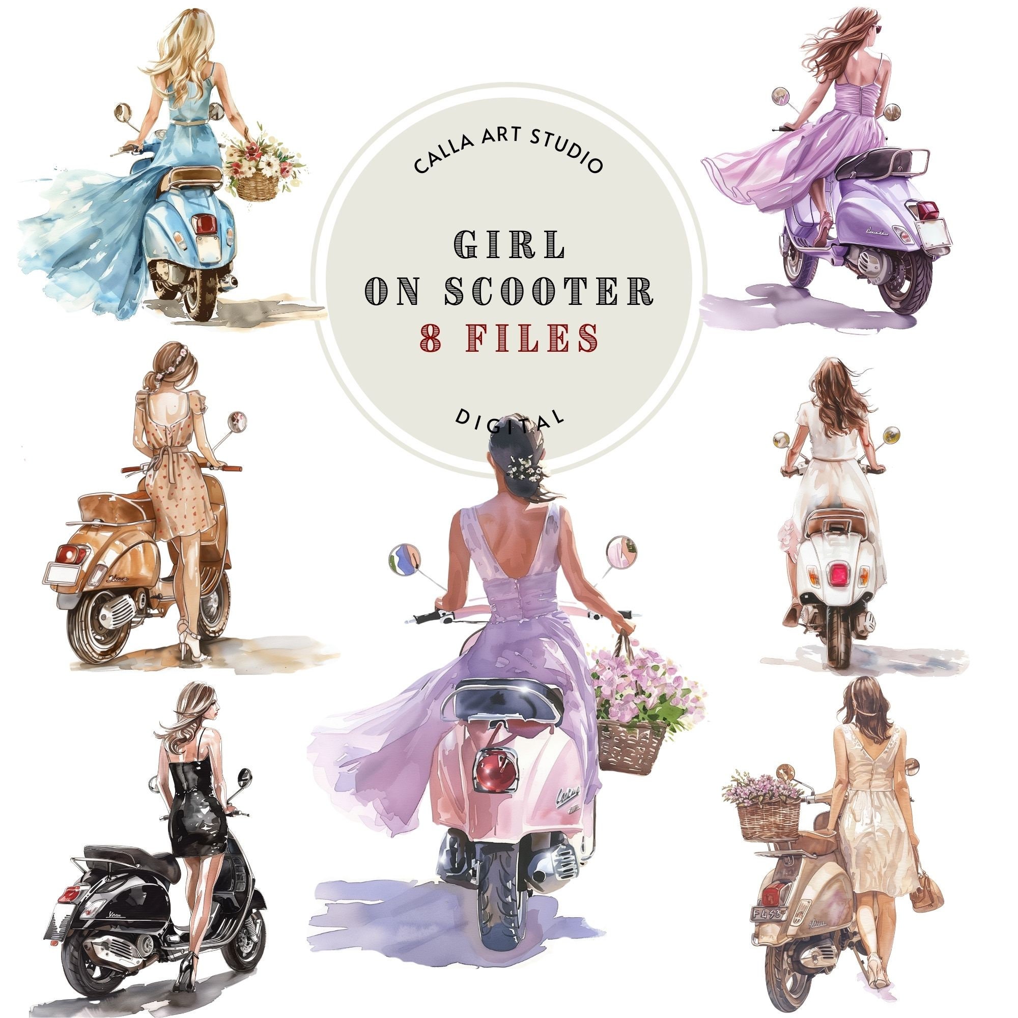 Girl on Vespa Art