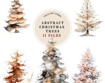 Imágenes prediseñadas de árbol desnudo en acuarela, imágenes prediseñadas de vacaciones de invierno, creación de tarjetas, diario basura, descarga digital, árbol de Navidad PNG para uso comercial