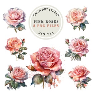 Aquarell Rosa Rose Clipart Bundle Blume Clipart Rosa Blume Png Rose Png Hochzeit Clipart Scrapbook Junk Journal Digital Download
