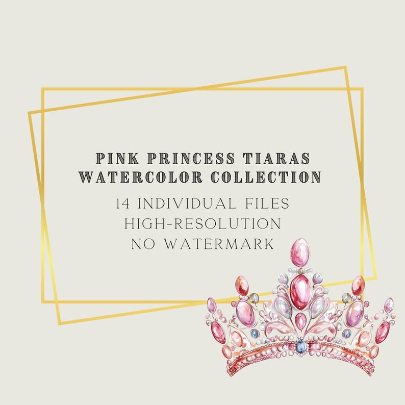 Pink Princess Crown Clipart Bundle, Watercolor Royal Tiaras PNG, Queen ...