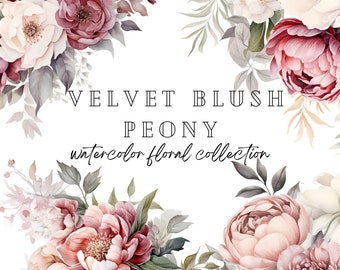 Watercolor Floral Clipart, Rose Pink Blush Florals, Wedding Clipart, Floral Arrangments, Floral Clipart, Pink Peony Flowers, Premade Clipart
