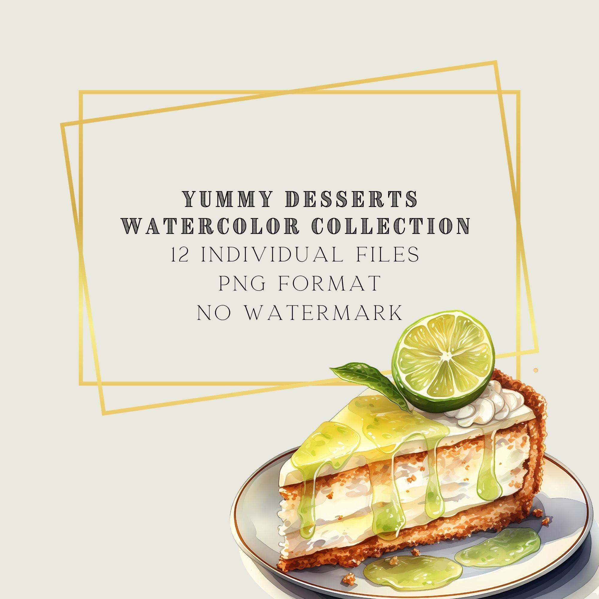 Watercolor Desserts Clipart Bundle Sweet Bakery Food Clip Art Birthday ...