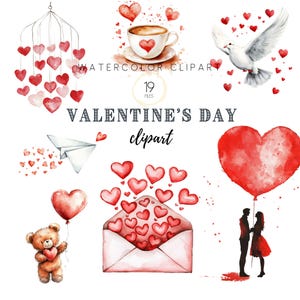 Clipart de acuarela del día de San Valentín, clip art de amor, PNG de boda, imagen de osito de peluche con corazón, tarjeta romántica, diario basura, descarga digital