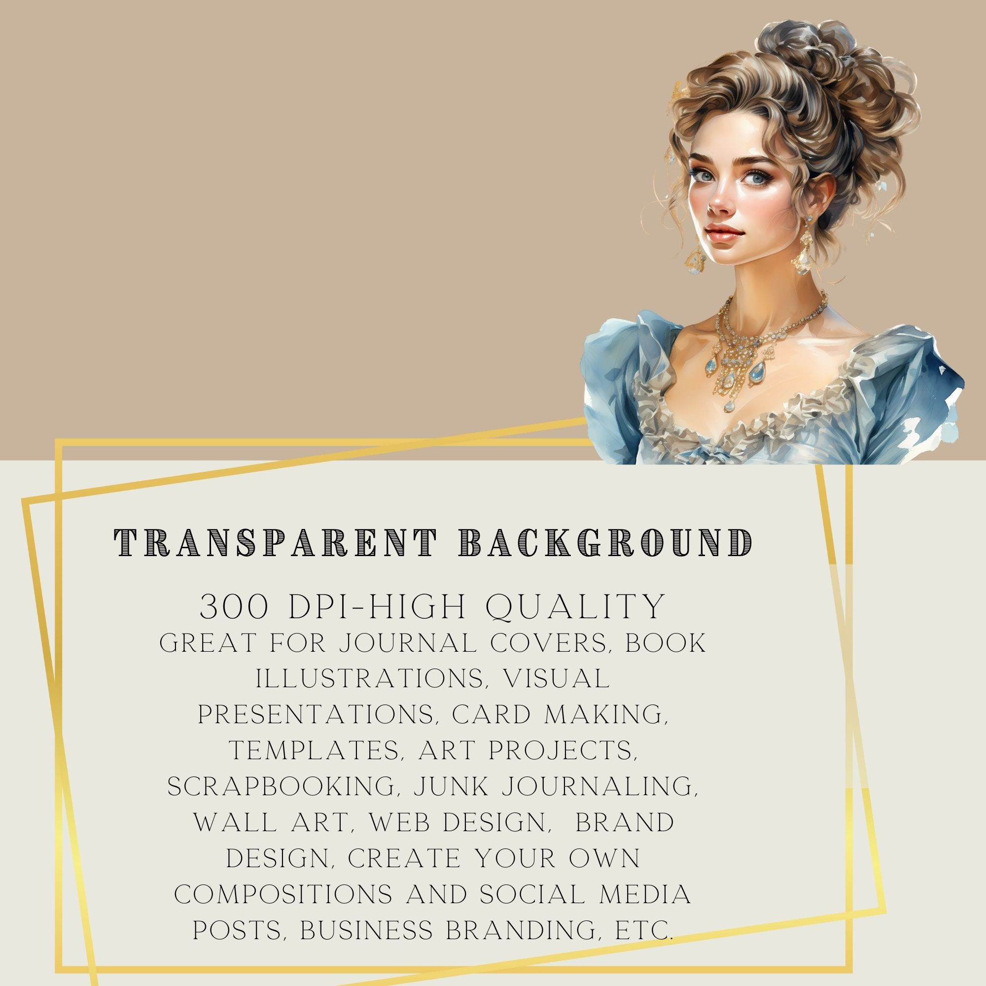 Rococo Girl Watercolor Clipart, Transparent PNG, Princess Clipart ...