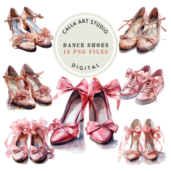 Dance Shoes Clipart Bundle Dance Shoes Png Ballet Flats Watercolor Digital Download Gift for Dancer Scrapbooking Dancer Mom Commercial Use