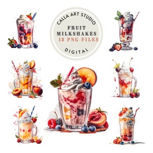 Watercolor Milkshake Clipart Dessert Ice Cream Clipart Bundle Cute Milkshake Clipart Scrapbooking Food Illustration Sweet Dessert Png