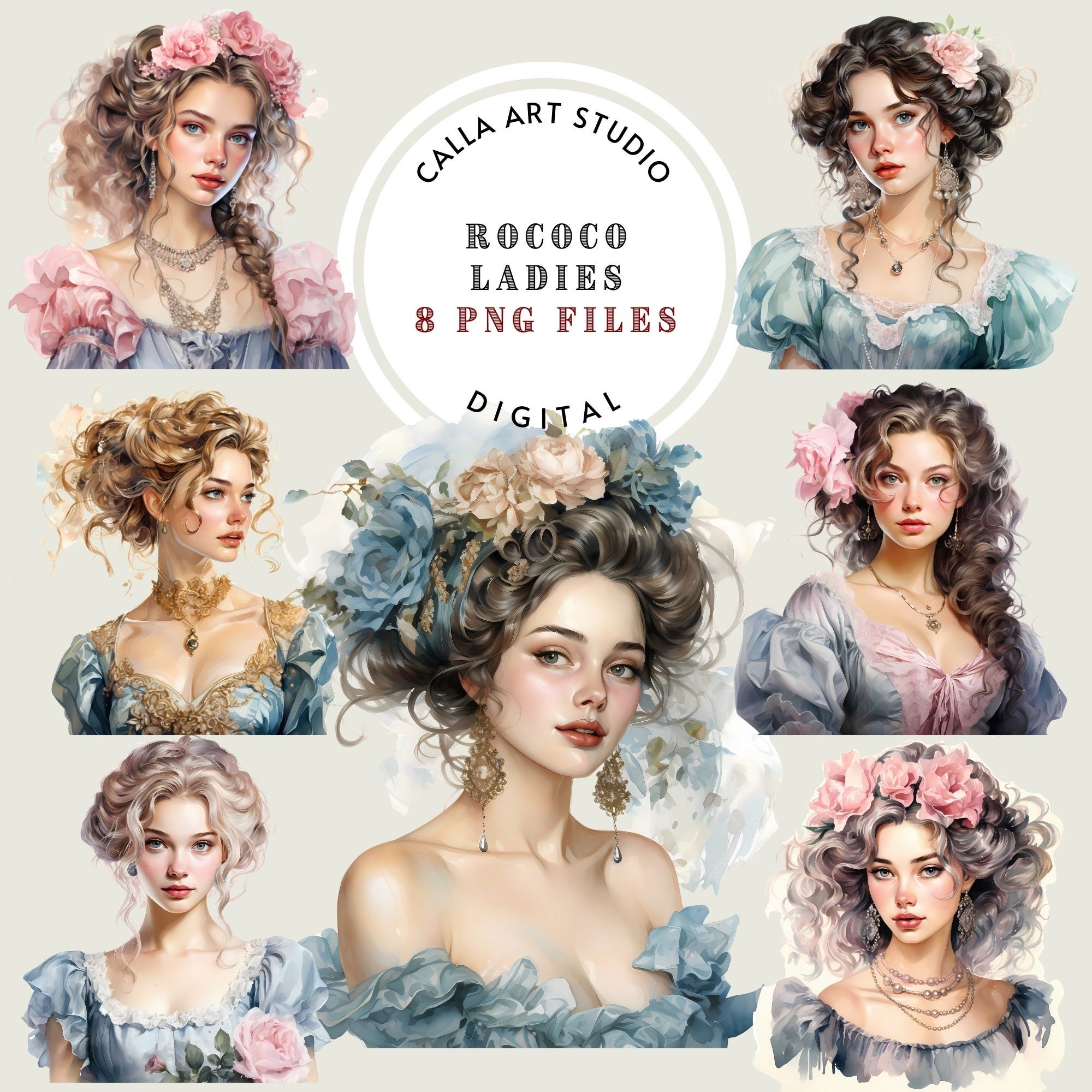 Rococo Girl Watercolor Clipart, Transparent PNG, Princess Clipart ...