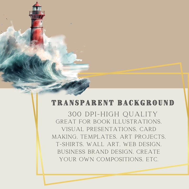 Lighthouse Clipart Bundle Ocean Watercolor Landscape Clipart Sea ...