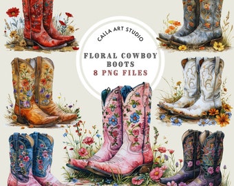 Floral Cowgirl Boots Clipart, Boots PNG, Cowboy Boots Images, Cowboy Boots Png, Pink Cowgirl Png, Cowgirl Clip Art, Commercial Use Clipart