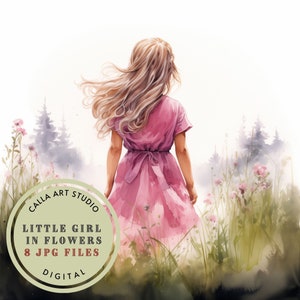 Clipart ragazza con fiori selvatici, Clipart ragazza boho, Clipart ragazza romantica, PNG donna, artigianato digitale, scrapbooking, diario spazzatura, uso commerciale