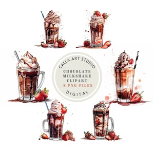 Milkshake Clipart Watercolor Ice Cream Decor Summer Clipart Dessert Clipart Nursery Wall Decor Junk Journal Digital Download PNG Sweets png