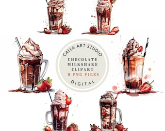 Milkshake Clipart Watercolor Ice Cream Decor Summer Clipart Dessert Clipart Nursery Wall Decor Junk Journal Digital Download PNG Sweets png