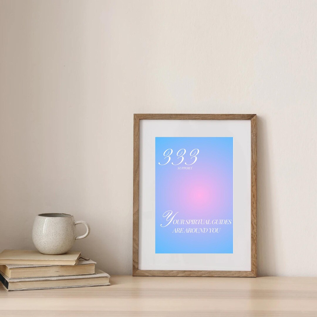 Blue Aura 333 Angel Number Digital Print | Spiritual Support Wall Art ...