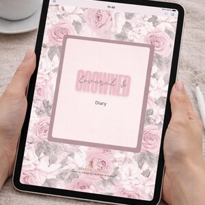 Täckt och krönt dagbok | Blommig iPad-journal för GoodNotes | Trosbaserad linjerad dagbok | Utskrivbar digital nedladdning