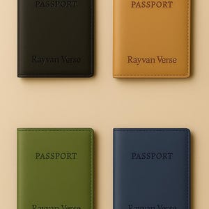 Portapassaporto minimalista in pelle fatto a mano con mappa del mondo - Portafoglio da viaggio RFID con scomparti per carte - Copertina marrone chiaro realizzata a mano da Rayvan Verse
