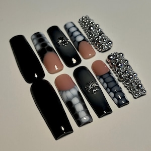 Metallic Chrome Press-On Nails - Silver Accent Set | XS-XL Square/Almond/Coffin| Glossy Finish