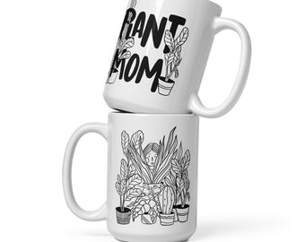 Plant Mom White Glossy Mug
