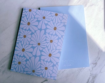 White Flower Lined Journal