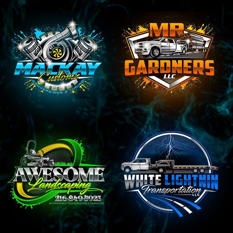 Custom Logo Design, Mascot Logo, Professional Graphic Designer, Business Logo, Auto Detailing Car Logo, Lawn Care Logo, Trucking Logo image 2